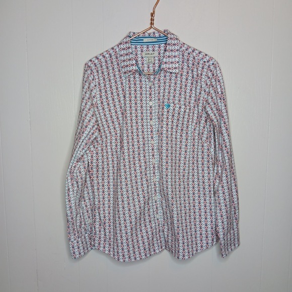 Ariat Kirby Stretch Shirt Womens Size L White Red Winsome Geo Western Country - Picture 4 of 10